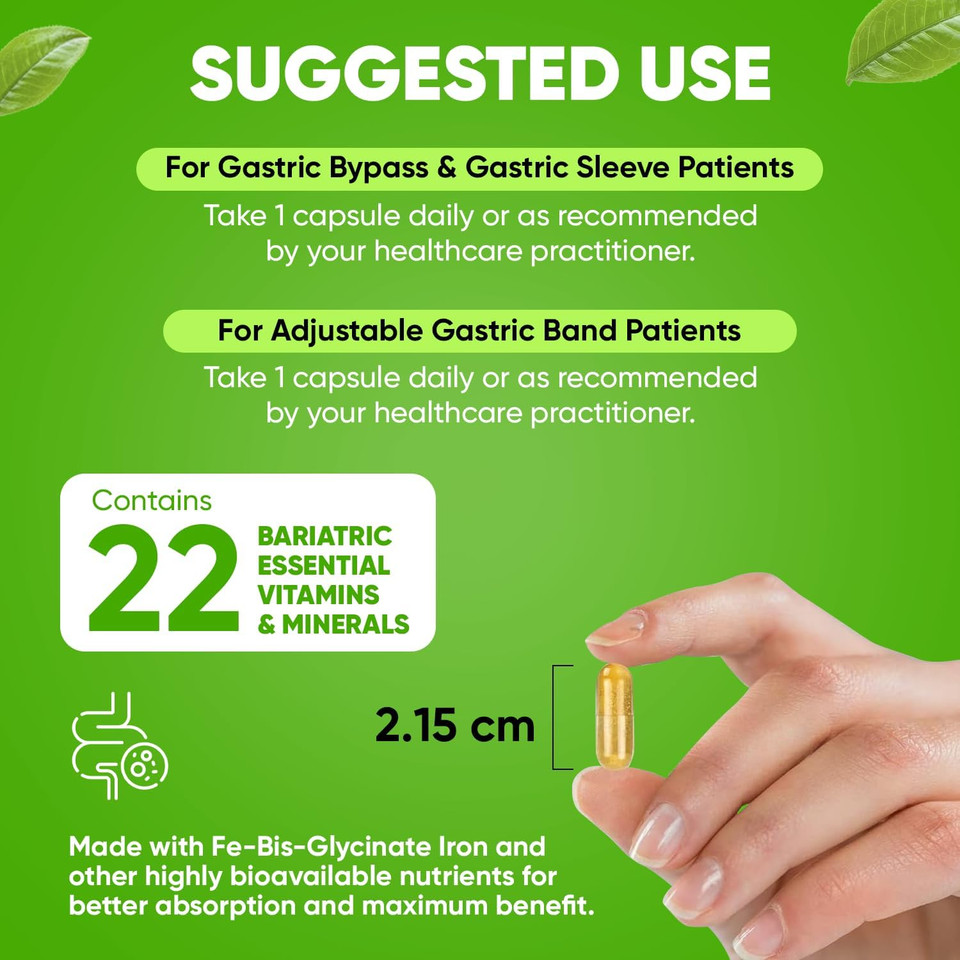 Barislim Advanced Once Daily Bariatric Multivitamin Capsule - 45 Mg Of Iron - Bariatric Vitamin For Post Bariatric Surgery Including Gastric Bypass And Gastric Sleeve | 90 Day Supply