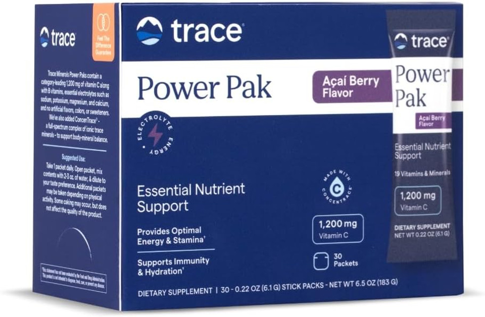 Trace Minerals Research Electrolyte Power Pak Acai Berry, 32 Count, 0.31 Ounce