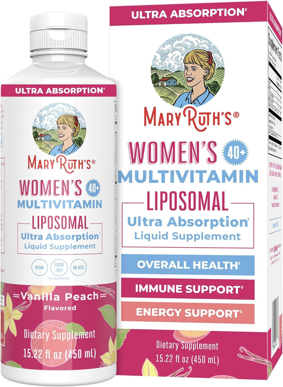 Maryruth Organics Multivitamin For Women 40+, Womens Multivitamin Liposomal, Immune Support Supplement, Energy Supplements & Sleep Aid, Vegan, Sugar Free, Non-Gmo, 15.22 Fl Oz