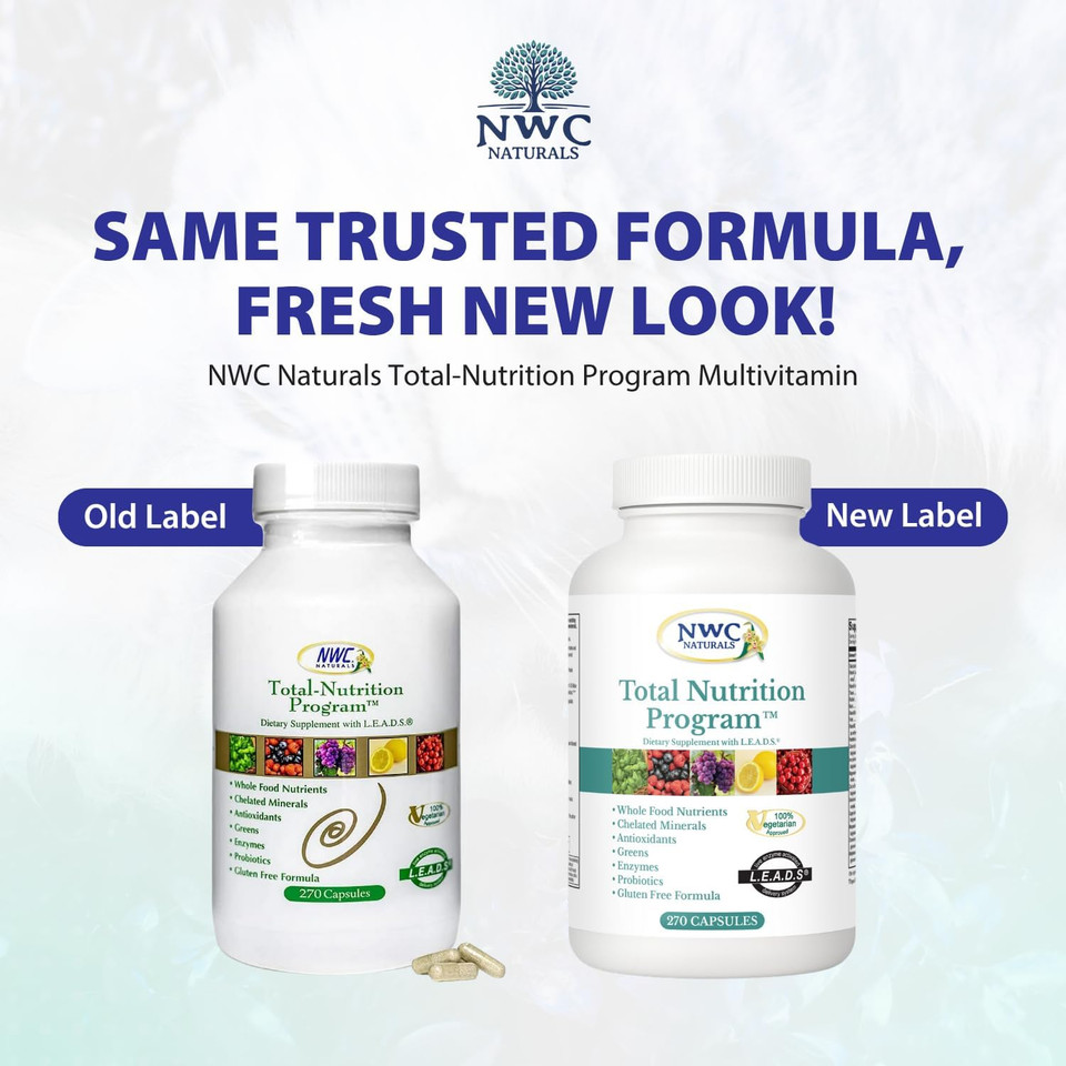 Nwc Naturals Total-Nutrition Program Multivitamin With Enzymes Plus Prebiotics And Probiotics Supplement, Complete Care For Men And Women, Vegetarian Natural Whole Food Vitamins, 270 Capsules
