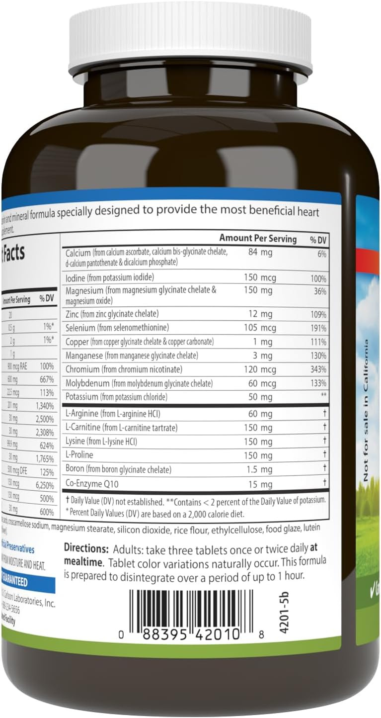 Carlson - Cardio Complete, Advanced Circulation Multivitamin, Heart Health, Circulatory Support, 180 Tablets