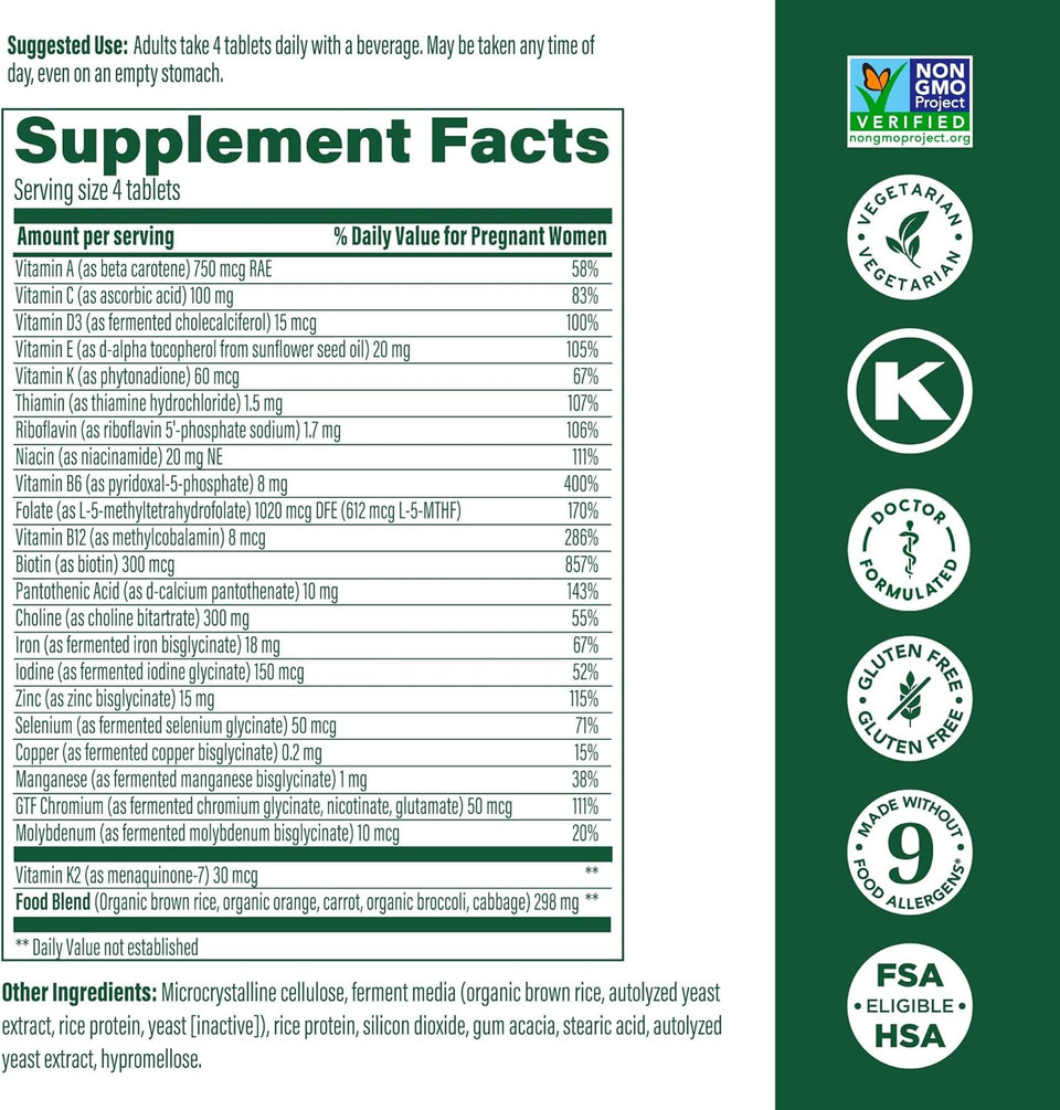 Megafood Baby & Me 2 Prenatal Multi Minis - Prenatal Vitamins For Women With Choline & Methyl Folate - Gluten-Free, Vegetarian, Pre Natal Multivitamin For Women  120 Minis Tablets, 30 Servings