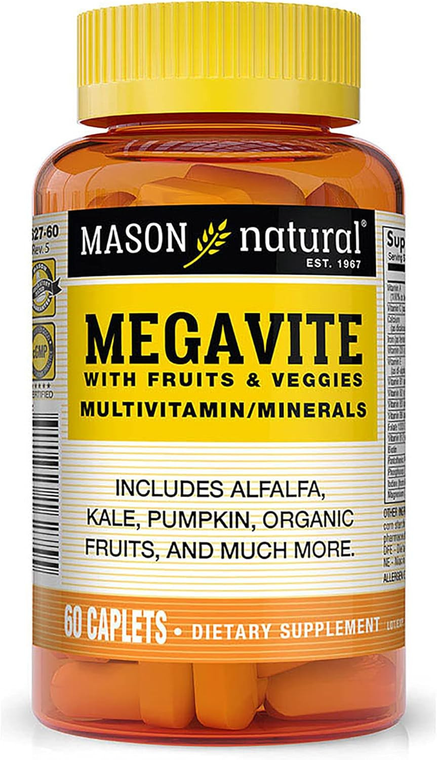 Mason Natural Vitamin Megavite Fruits And Veggies Mineral Formula, 60 Count