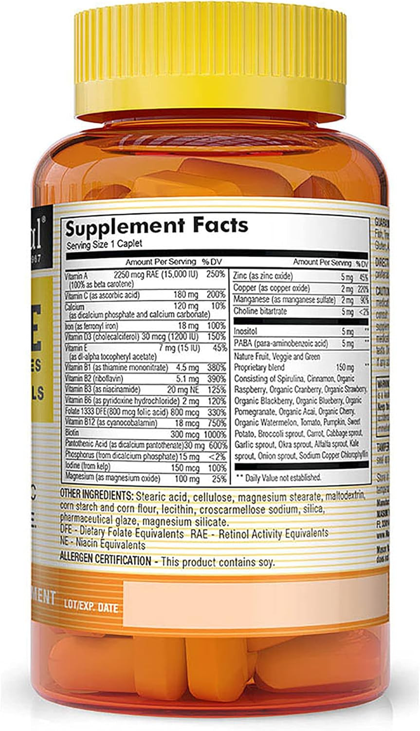 Mason Natural Vitamin Megavite Fruits And Veggies Mineral Formula, 60 Count