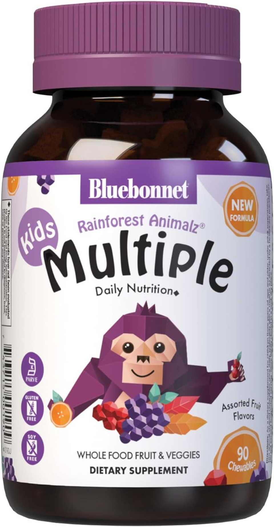 Bluebonnet Nutrition Rainforest Animalz Whole Food Based Multiple Chewable Tablets, Kids Multivitamin & Mineral, Vitamin C, D3, Iron, Gluten Free, Milk Free, Kosher, 90 Chewable Tablets, Mixed Flavors Bluebonnet Nutrition Rainforest Animalz Whole Food Based Multiple Chewable Tablets, Kids Multivitamin & Mineral, Vitamin C, D3, Iron, Gluten Free, Milk Free, Kosher, 90 Chewable Tablets, Mixed Flavors