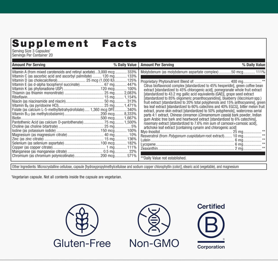 Metagenics Phytomulti Multivitamin With Phytonutrients - Daily Multivitamin Supplement For Men & Women - With Zinc & B6 Vitamins - 60 Capsules Metagenics Phytomulti Multivitamin With Phytonutrients - Daily Multivitamin Supplement For Men & Women - With Zinc & B6 Vitamins - 60 Capsules
