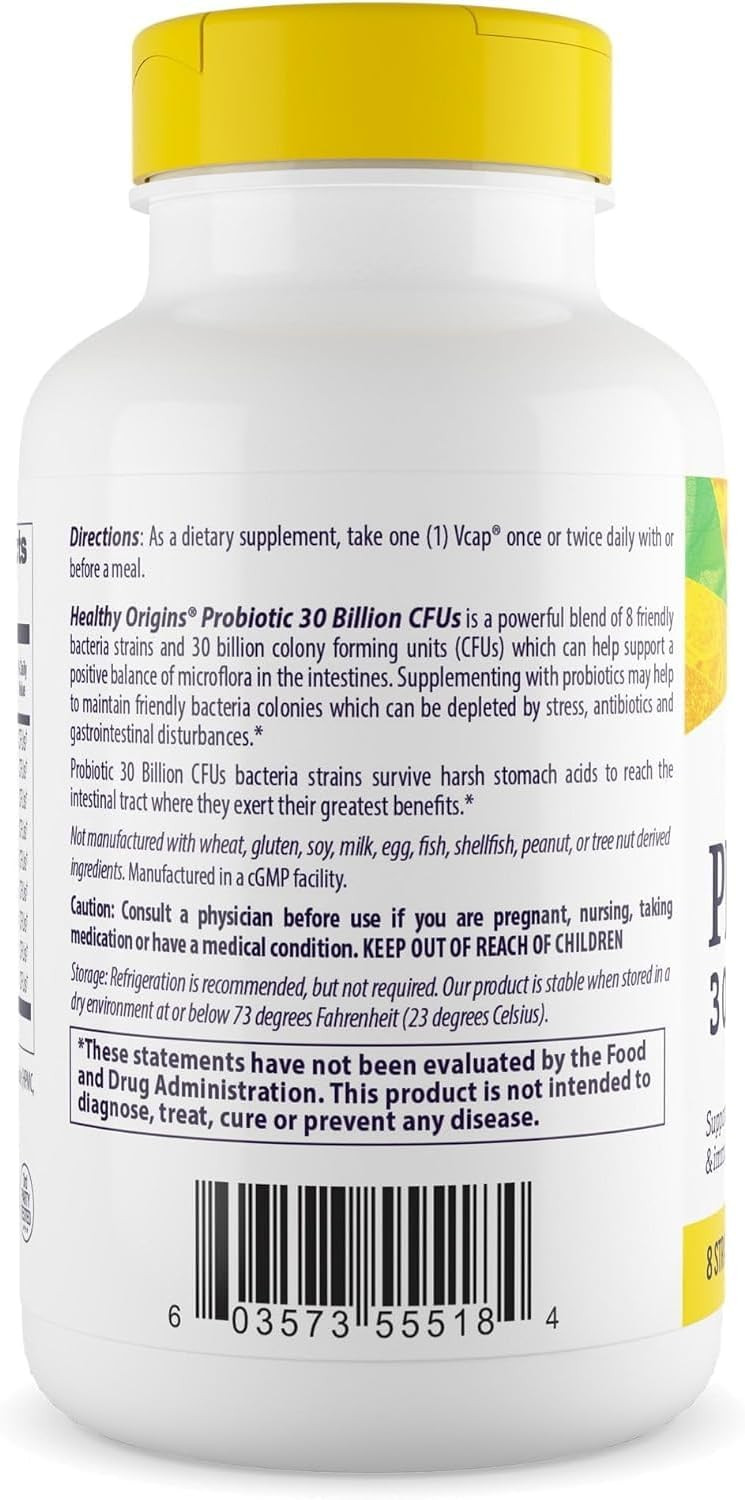 Healthy Origins Probiotic 30 Billion Cfu'S (Shelf Stable, Non-Gmo, Gluten Free, Digestive Health, Gut Health, Immune Support), 150 Veggie Caps