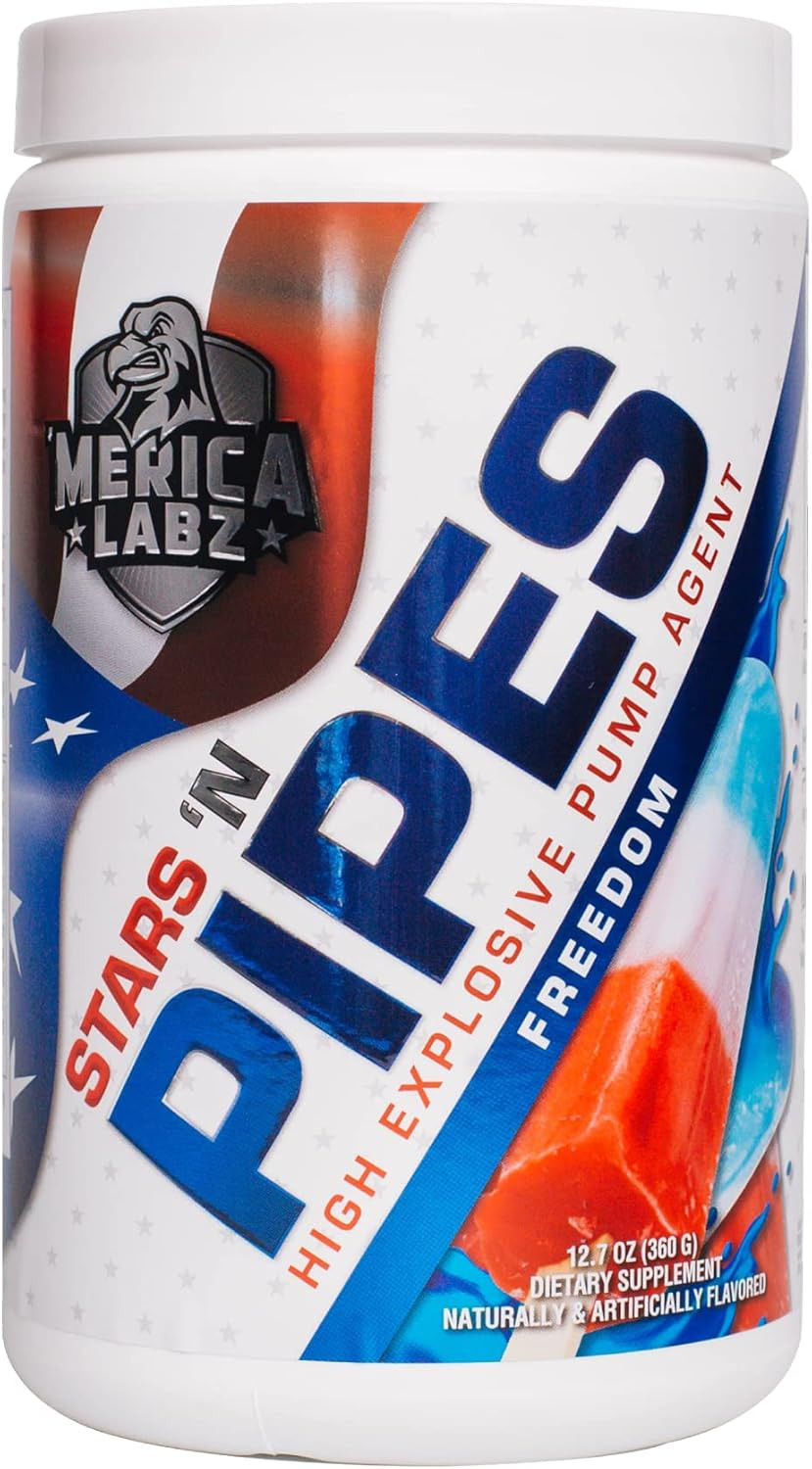 'Merica Labz Stars 'N Pipes High Explosive Pump Agent, Stimulant-Free, 6G Of L-Citrulline, 20 Servings (Freedom)