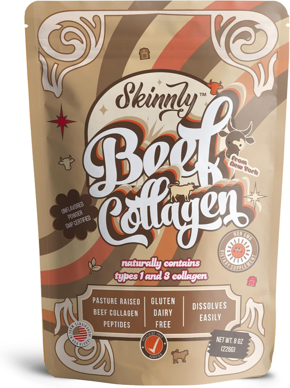 Collagen Peptides Powder, Promotes Hair, Nail, Skin, Bone And Joint Health, Zero Sugar, Unflavored 8 Oz