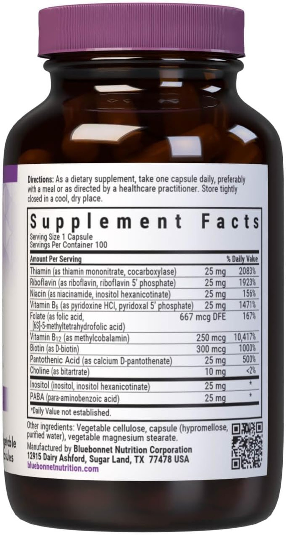 Bluebonnet Nutrition Cellular Active Coenzyme B-Complex, Energy Production & Nerve Support*, Vegan, Kosher Certified, Gluten-Free, Soy-Free, Dairy-Free, 100 Vegetable Capsules, 100 Servings