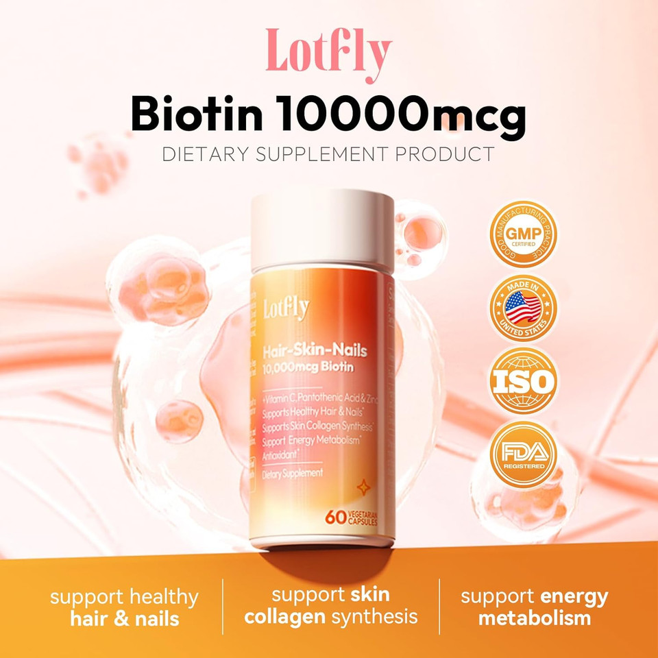 Biotin 10000 Mcg With Zinc Vitamin C & Calcium Pantothenate  Supports Healthy Hair Growth, Strong Nails & Glowing Skin For Women & Men | Made In The Usa | 60 Vegan Capsules (2 Months Supply) Biotin 10000 Mcg With Zinc Vitamin C & Calcium Pantothenate  Supports Healthy Hair Growth, Strong Nails & Glowing Skin For Women & Men | Made In The Usa | 60 Vegan Capsules (2 Months Supply)