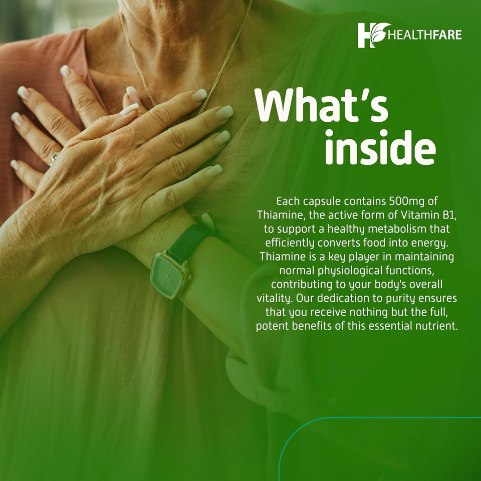 Vitamin B1 500Mg | 200 Veg Capsules | Thiamine Supplement | Supports Overall Health | Non-Gmo | Gluten-Free