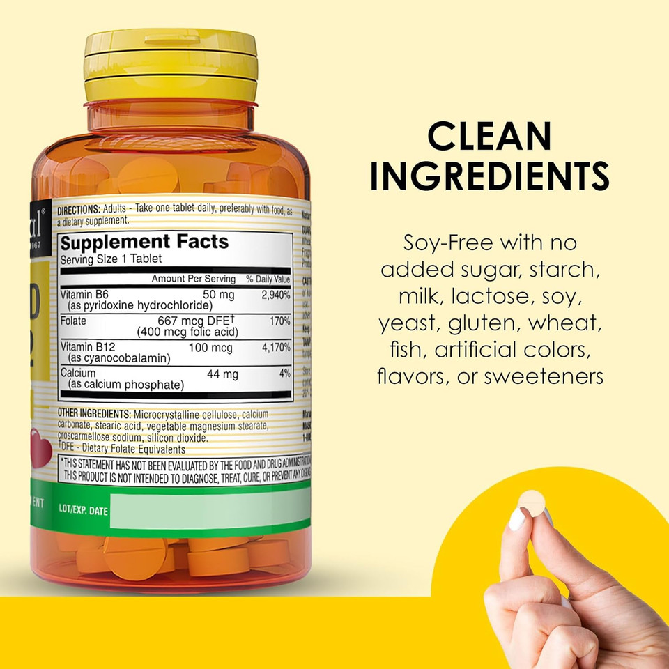 Mason Natural Folic Acid With B,6 & B,12, 90 Day Supply, Supports Normal Heart Health And Metabolic Function