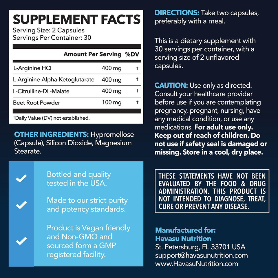 L-Arginine 500Mg And Saw Palmetto 500Mg - Nitric Oxide And Prostate Health Supplements For Men - 60 Count - Endurance And Urinary Tract Function Support - 1 Month Supply - Vegan, Non-Gmo Capsules