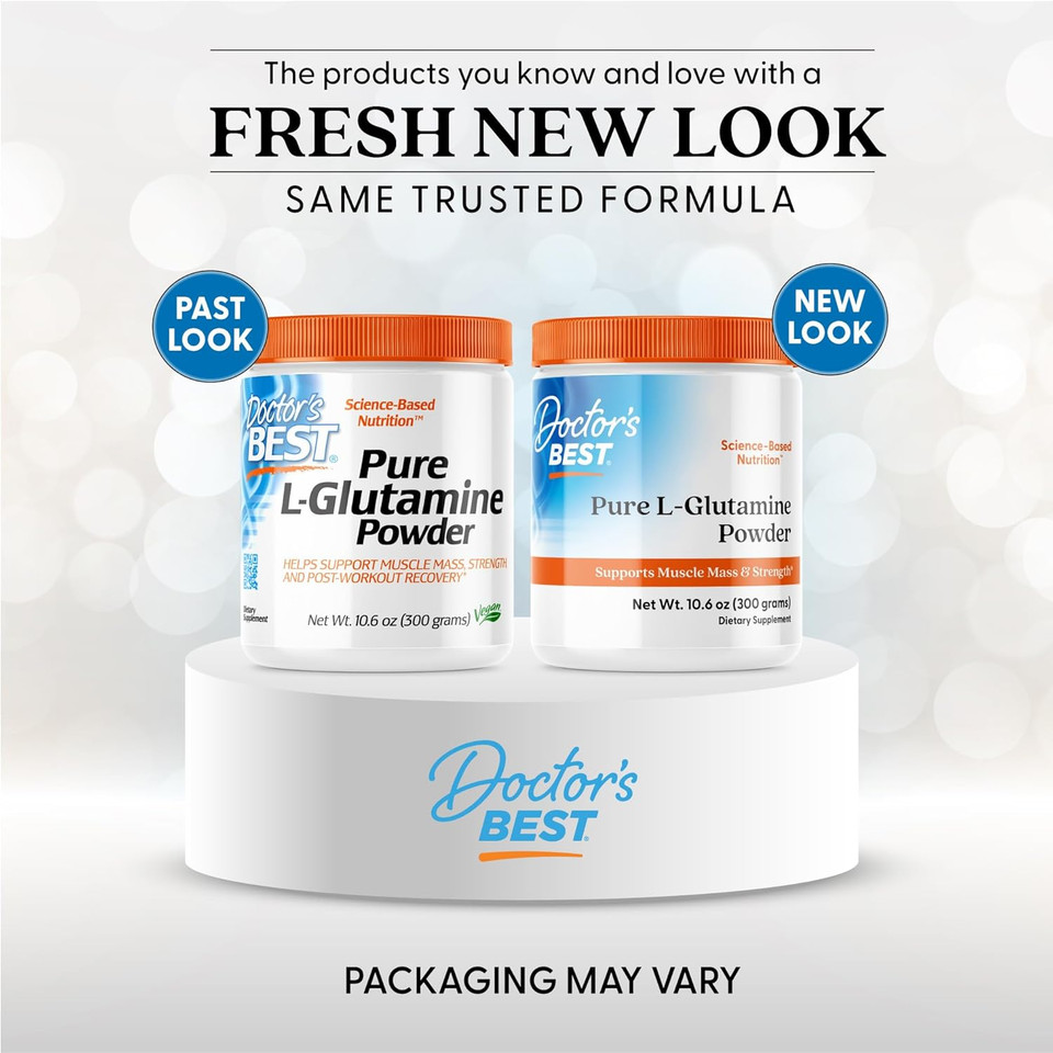 Doctors Best Pure L-Glutamine Powder, Supports Muscle Mass & Strength, Non-Gmo, Gluten Free, Soy Free, Vegan Net Wt. 10.6 Oz (300 Grams)