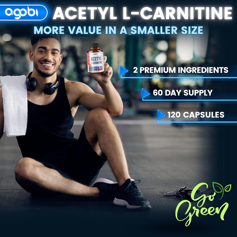 Acetyl L-Carnitine & Alpha Lipoic Acid Complex 1500Mg - Supplement For Brain Health, Memory, Focus & Mood Support - 120 Vegan Capsules For 2 Month Supply - Gluten-Free, Non-Gmo