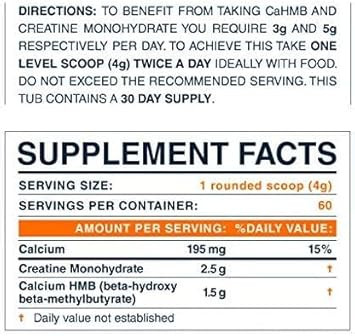 Hmb + Creatine Supplement - 3G Daily Hmb For Enhanced Strength, Power & Recovery, Ideal For High-Intensity Athletes, 30-Day Supply