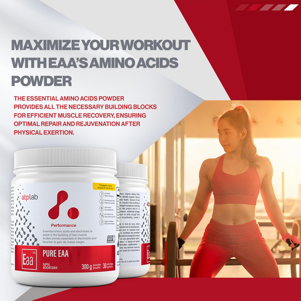 Atp Lab - Pure Eaa Powder 300G (Pineapple Coconut Flavour) - Eaa Supplement - Essential Amino Acid Powder - Building Muscle Recovery