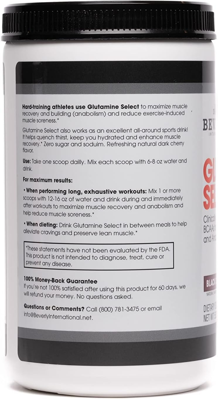 Beverly International Glutamine Select, 60 Servings. Clinically Dosed L-Glutamine And Amino Acid Formula For Lean Muscle And Recovery. Sugar-Free Powder. BcaaS
