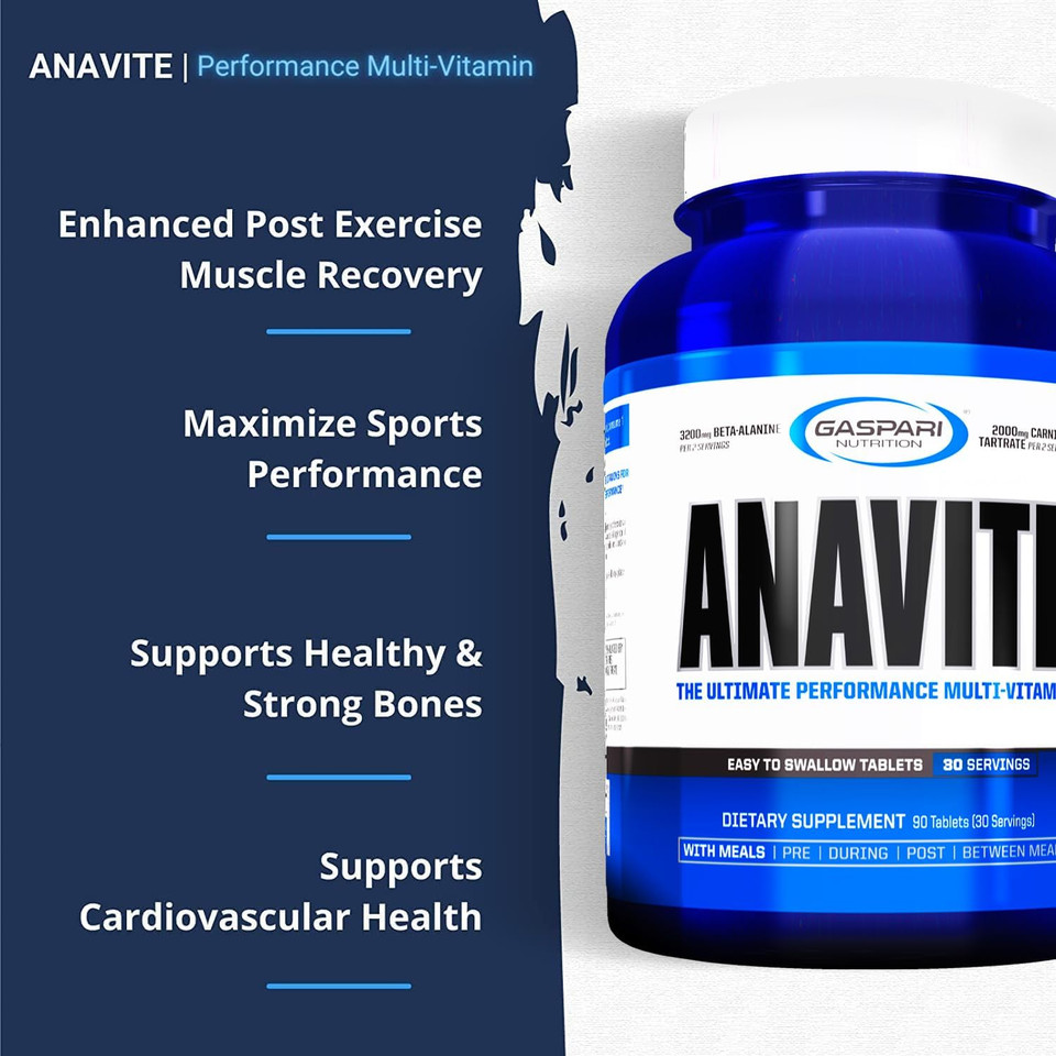 Gaspari Nutrition Anavite, Sports Multi-Vitamin With Amino Acids, Beta-Alanine And L-Carnitine, Enhanced Performance And Recovery (New Smaller Size, 30 Servings)