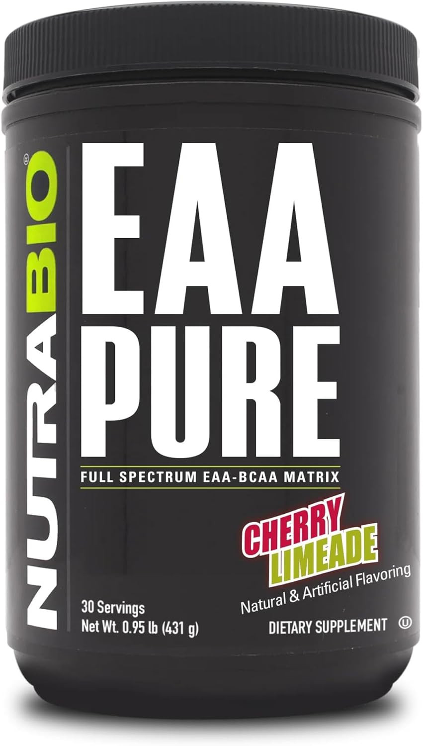 Nutrabio  Eaa Pure  9 Amino Acids  Muscle Repair And Recovery, 30 Servings, Strawberry Lemon Bomb  Pre Or Post Workout  All Day Recovery
