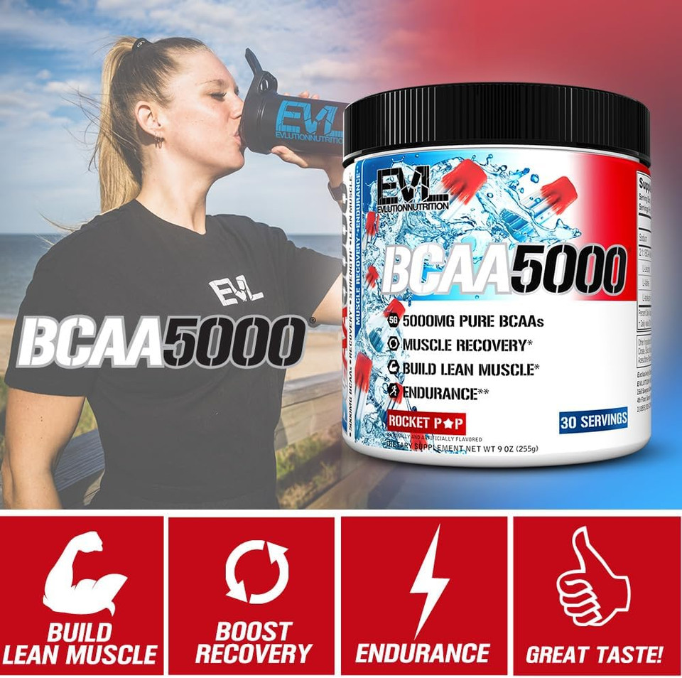 Evlution Evl Bcaas Amino Acids Powder - Bcaa Powder Post Workout Recovery Drink And Stim Free Pre Workout Energy - 5G Branched Chain Amino Acids Supplement For Men - Blue Raz