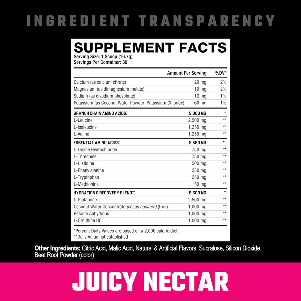 The Grind Essential Amino Acids, Branched Chain Amino Acids, 30 Servings (Juicy Nectar)