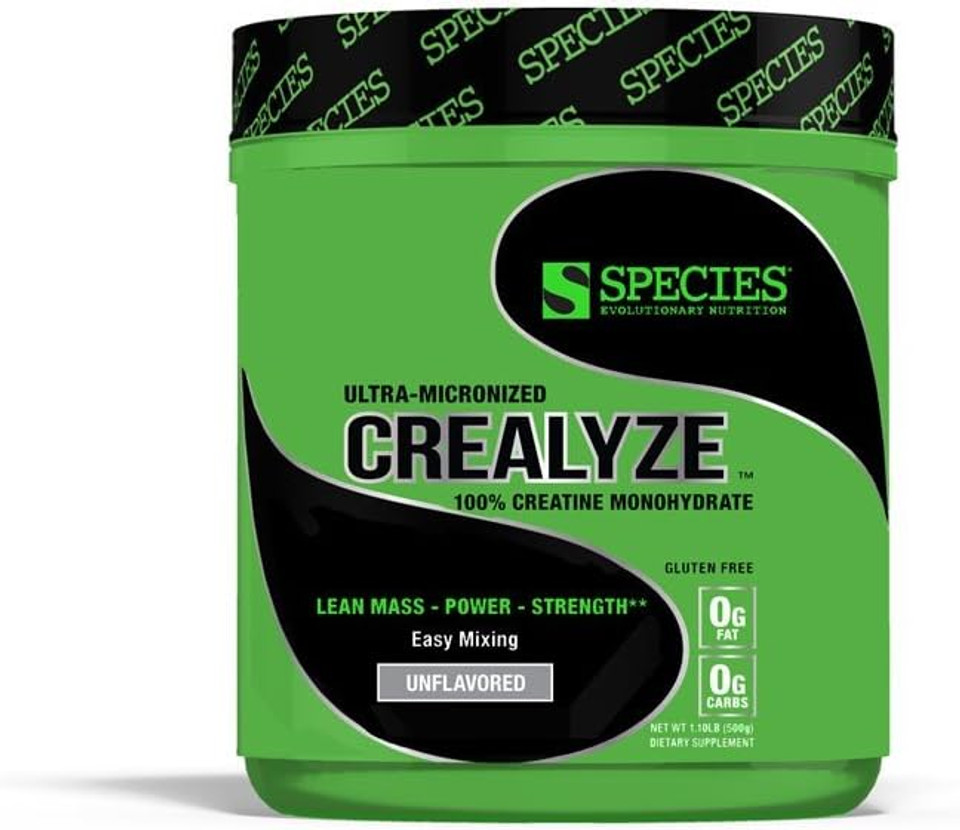 Species Nutrition Crealyze Creatine Powder, 100% Creatine Monohydrate With Solubility To Support Lean Mass, Endurance And Strength, Post Workout Recovery Drink, Gluten-Free (Unflavored, 17.6 Oz)