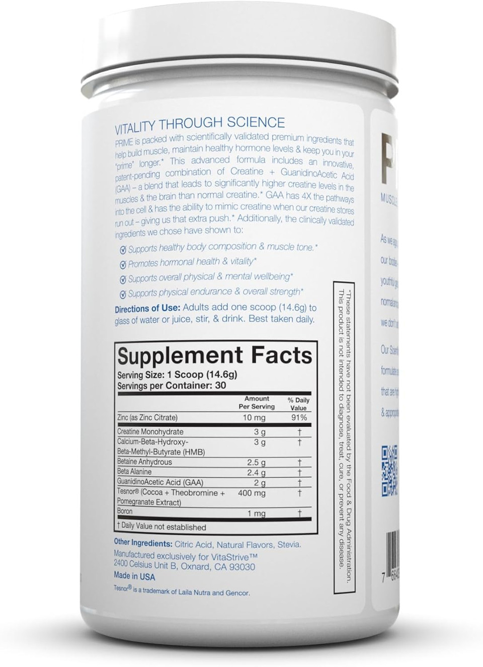 Drink Hrw Prime Men'S Health Supplement - Enhance Muscle, Strength, Vitality - Scientifically Validated, Premium Ingredients - Boost Energy, Endurance With Creatine+ Gaa - Peach Mango (30 Servings)