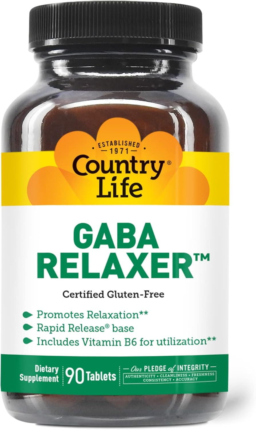 Country Life Gaba Relaxer  90 Tablets | Rapid Release Formula For Relaxation, Stress & Sleep Support | With Gaba, Amino Acids & B Vitamins | Certified Vegan, Gluten-Free, Non-Gmo