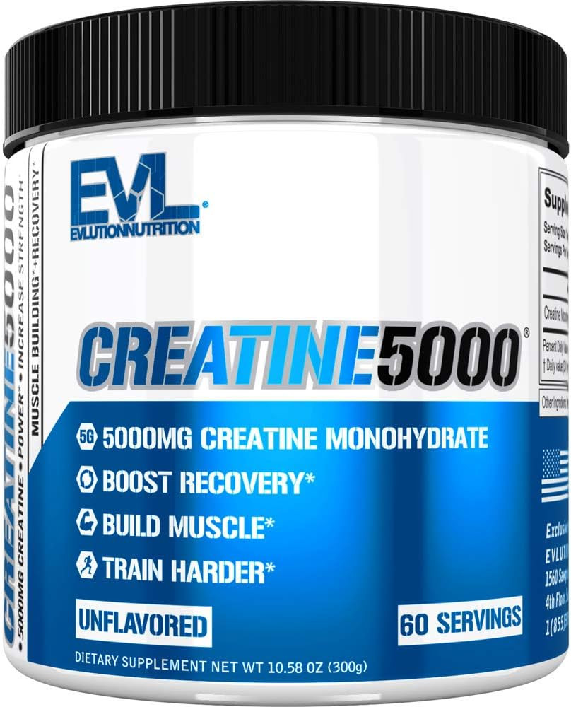 Evlution Nutrition Creatine 5000 - Supports Faster Recovery, Lean Muscle Growth & Performance - Pre & Post Workout Powder - 5000Mg Pure Creatine Monohydrate Per Serving - 40 Servings - Pink Lemonade