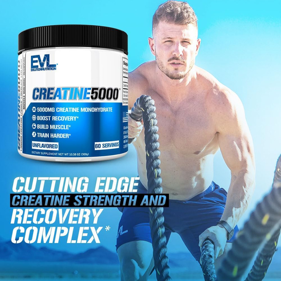 Evlution Nutrition Creatine 5000 - Supports Faster Recovery, Lean Muscle Growth & Performance - Pre & Post Workout Powder - 5000Mg Pure Creatine Monohydrate Per Serving - 40 Servings - Pink Lemonade
