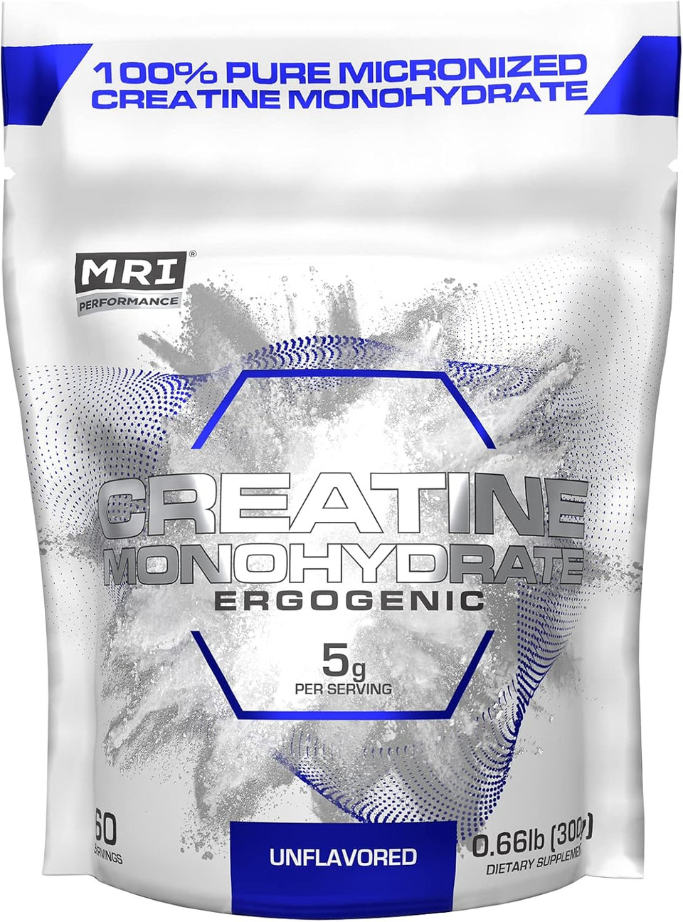 Mri Performance Creatine Monohydrate Powder 5G,100% Pure Micronized Creatine Supplement, Muscle Growth & Recovery, Build Muscle, Increase Strength, Performance, Endurance, 300G, 60 Serv, Unflavored