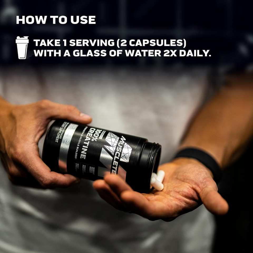 Muscletech Platinum Creatine Monohydrate Capsules - Creapure Creatine Pre & Post Workout Muscle Builder, Muscle Recovery & Energy Boosting Supplement For Men & Women - 100 Veggie Pills