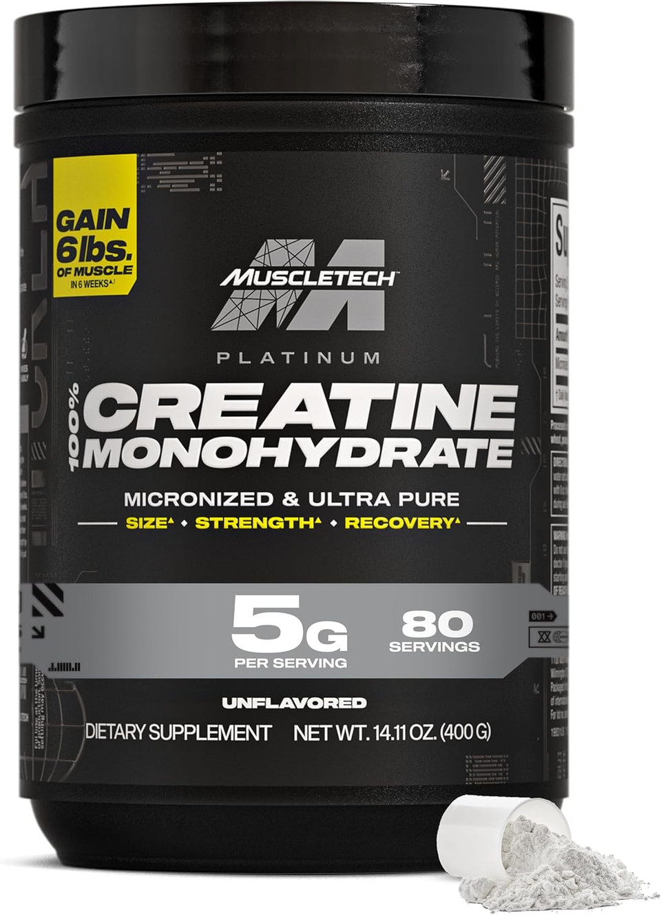 Creatine Monohydrate Powder, Platinum Pure - Unflavored Micronized Creatine Powder For Men & Women - Workout Supplements For Performance, Muscle Recovery & Builder - (80 Servings)