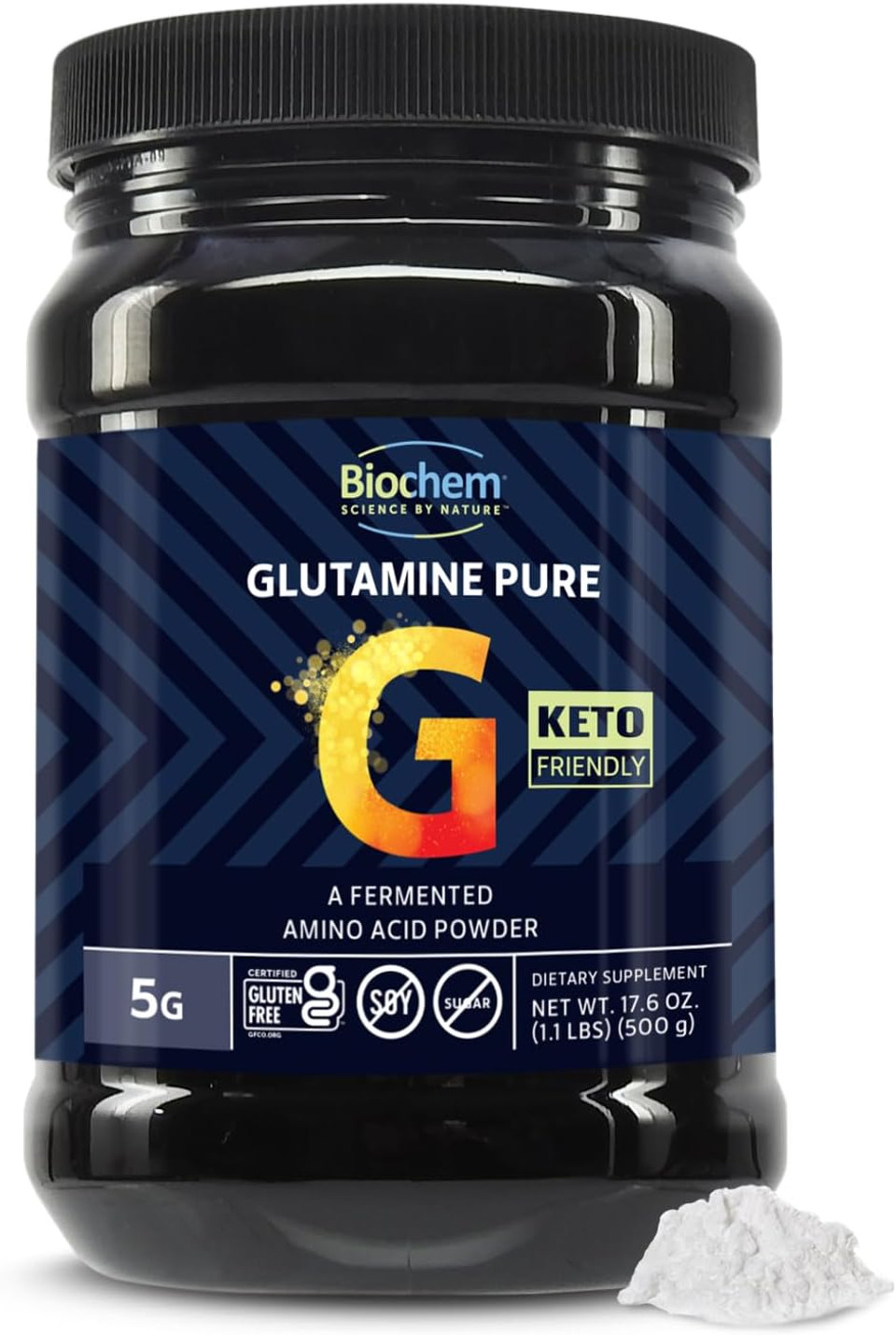 Biochem Glutamine Pure Powder - Pharmaceutical-Grade L-Glutamine For Post Workout Recovery - Vegan, Gluten-Free, Keto - Supports Muscle Tissue, Immune Health, Energy - 5G Per Serving, 17.6 Oz