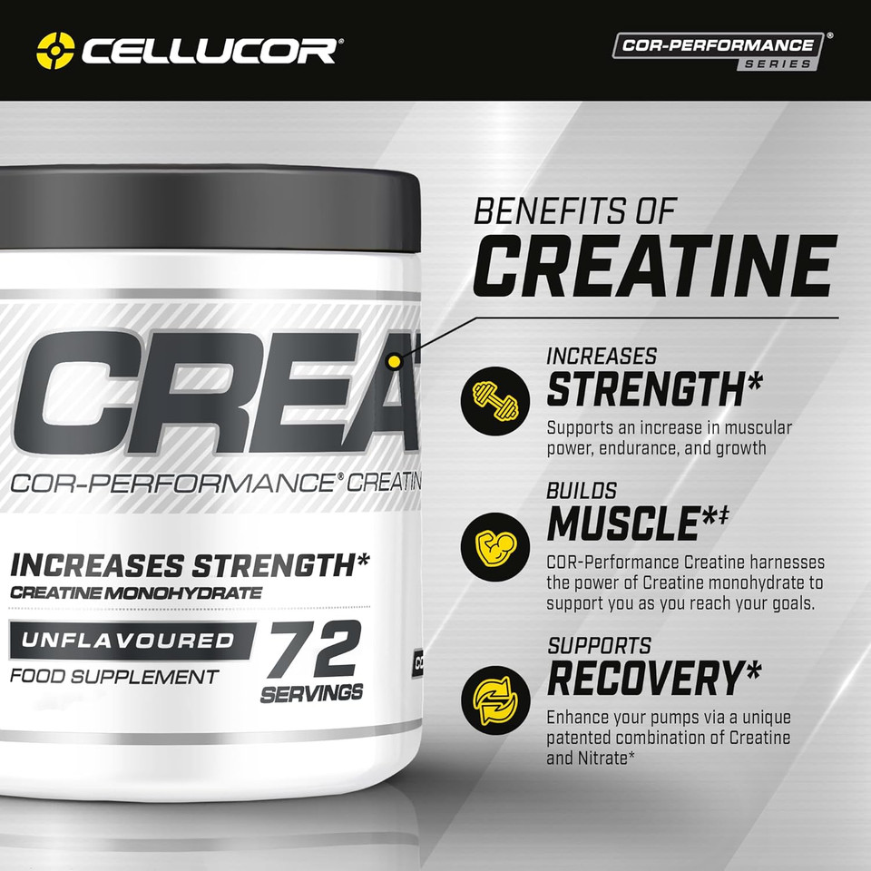 Cellucor Creatine Powder, Fruit Punch Flavor - Increases Strength, Lean Muscle Mass & Endurance, Micronized Creatine For Fast Absorption, 5G Creatine Per Serving, 50 Servings