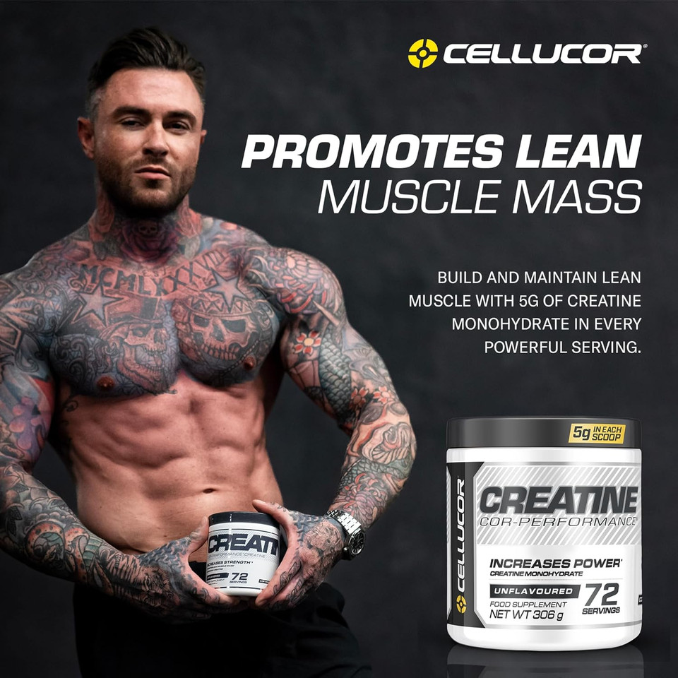 Cellucor Creatine Powder, Fruit Punch Flavor - Increases Strength, Lean Muscle Mass & Endurance, Micronized Creatine For Fast Absorption, 5G Creatine Per Serving, 50 Servings