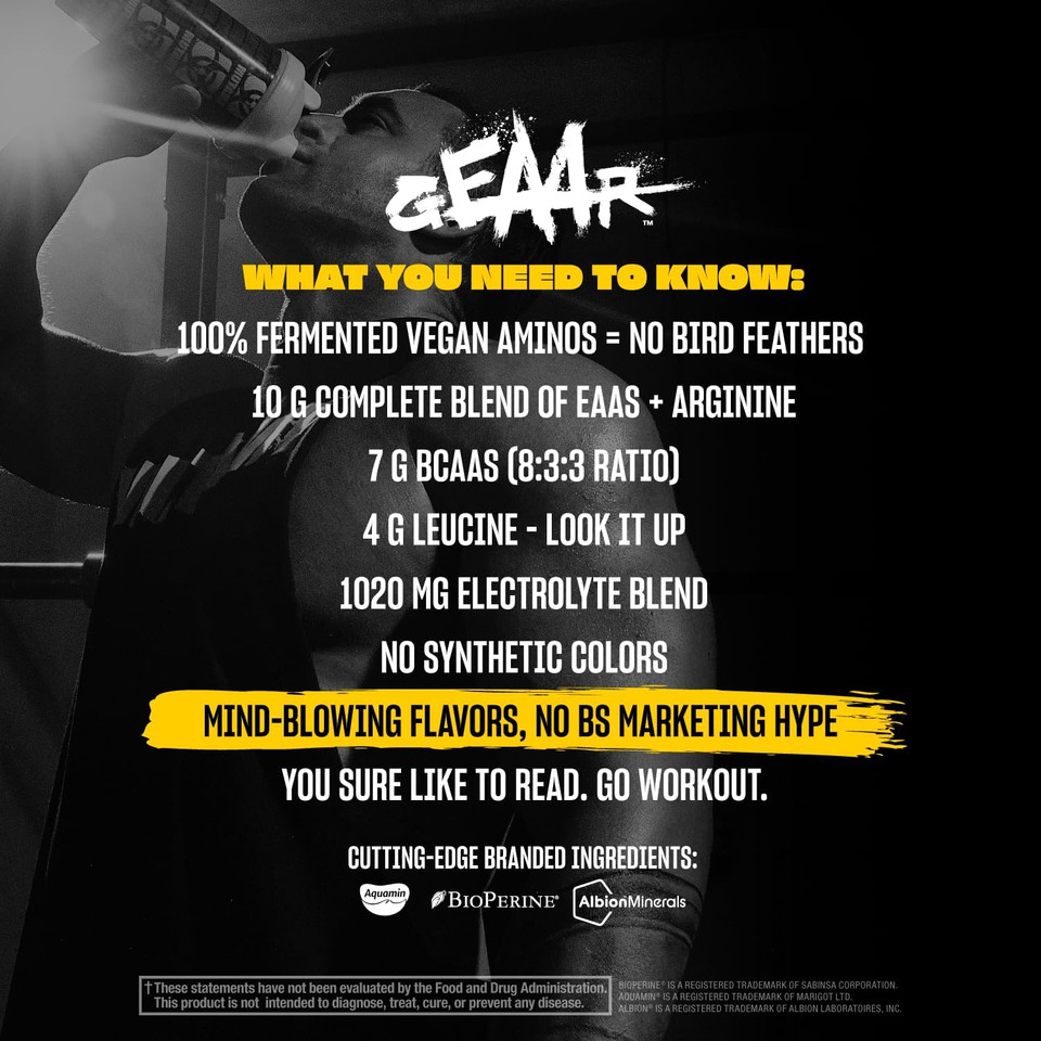 Mutant Geaar - 9.4G Of Eaa Powder + Arginine, 7G Bcaas, 4G Leucine, Electrolytes, Coconut Water, 30 Servings - Blue Raspberry