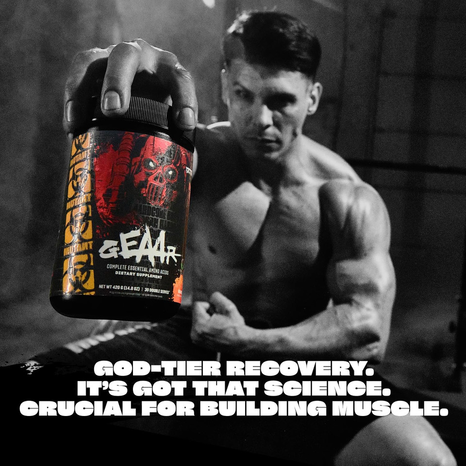 Mutant Geaar - 9.4G Of Eaa Powder + Arginine, 7G Bcaas, 4G Leucine, Electrolytes, Coconut Water, No Artificial Colors Or Flavors, Delicious Taste - 30 Servings - Rocket Pop - 400G