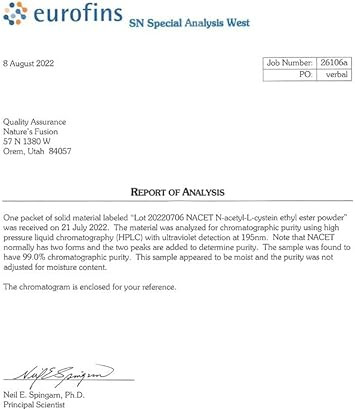 Neuro Nac Supplement N-Acetyl Cysteine Ethyl Ester - 20X More Bioavailable Than Nac 600 Mg - Boost Glutathione 10X More Than Liposomal Glutathione - N Acetyl Cysteine Ethyl Ester - Nacet (60 Capsules)