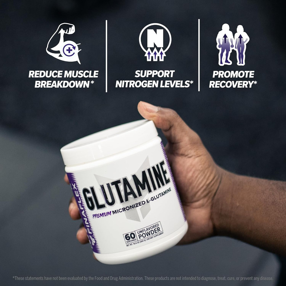 Finaflex Pure Glutamine, Unflavored - 2.2 Lbs - Ultimate Muscle Recovery Powder - Reduces Muscle Breakdown & Supports Nitrogen Levels - 100% Pure L-Glutamine - 200 Servings