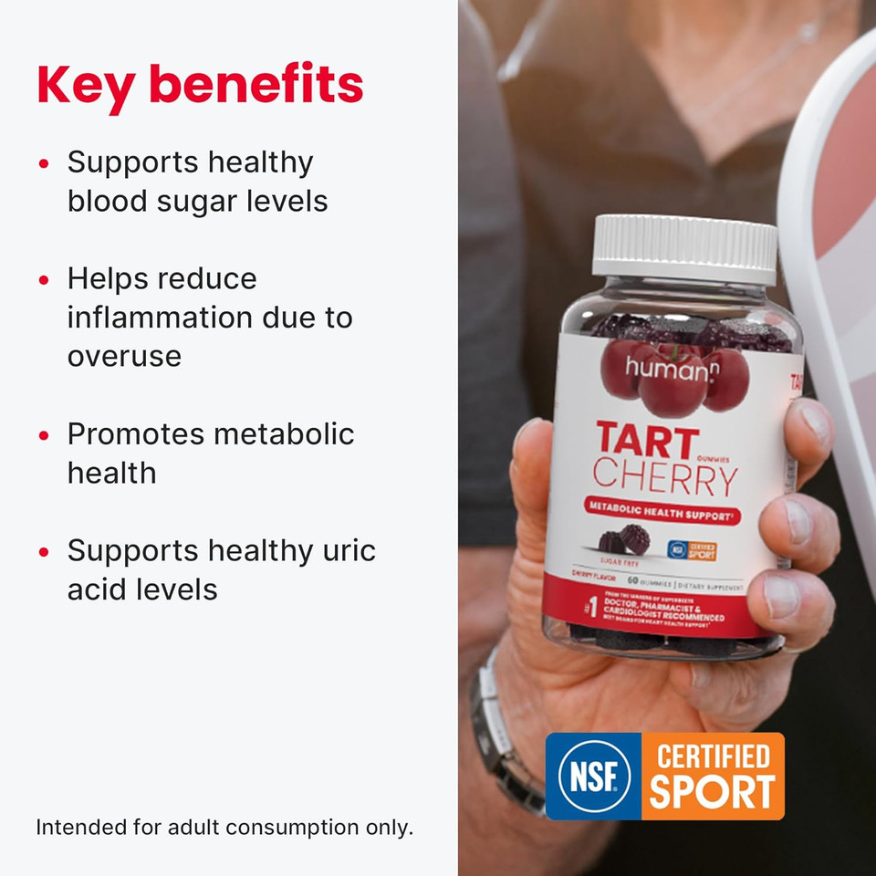 Humann Tart Cherry Gummies - Uric Acid, Immunity, Inflammation & Metabolic Health Support  Nsf Certified Sport, Powerful Antioxidant & Non-Gmo - From Maker Of Superbeets - 60 Sugar-Free Vegan Gummy