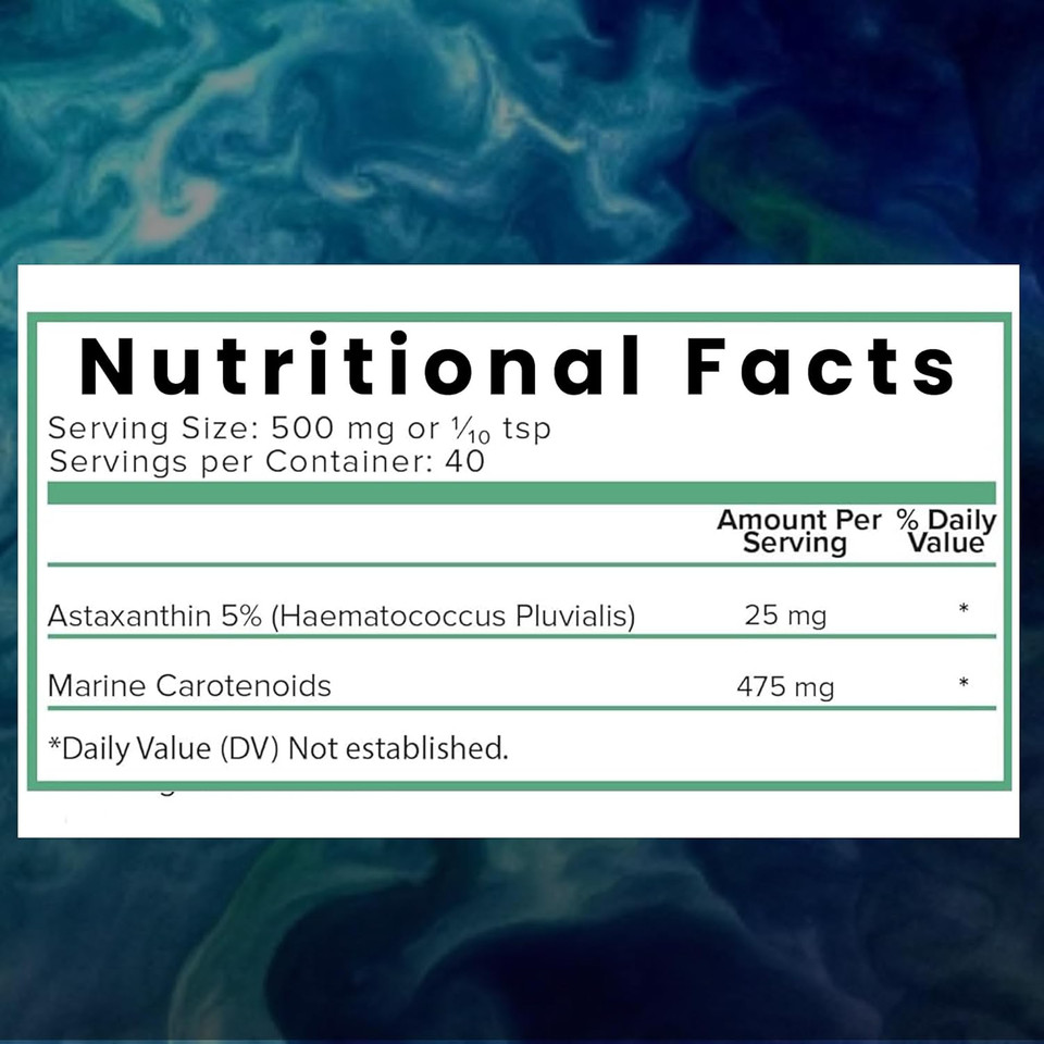 Holistic Bin Organic Astaxanthin Powder | Powerful Natural Antioxidant Supplement For Smoothies And Capsules | Whole Haematococcus Pluvialis Algae Supplement (20 Grams)