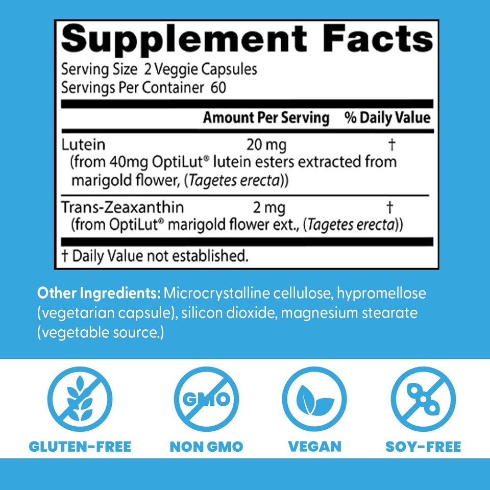 Doctors Best Lutein With Optilut, Supports Eye Health, Non-Gmo, Gluten Free, Soy Free, Vegan 120 Veggie Caps