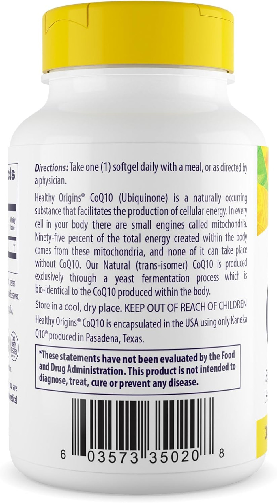 Healthy Origins® Coq10 300 Mg  Natural Trans-Isomer Ubiquinone  Yeast Fermented, Supports Heart Health & Cellular Energy  Non-Gmo 30 Softgels