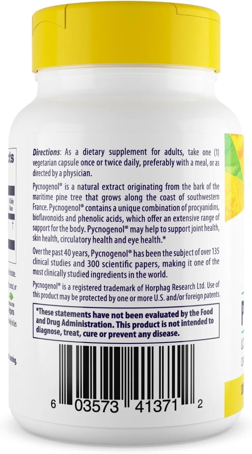 Healthy Origins Pycnogenol 100 Mg (Nature'S Super Antioxidant, Non-Gmo, Gluten Free, Cardiovascular Support), 120 Veggie Caps
