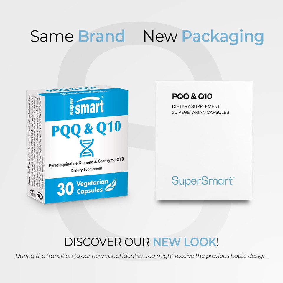 Supersmart - Pqq & Q10 (Coq10) - Powerful Antioxidant Used To Protect Mitochondria Up To 20% For Aging Cells | Non-Gmo & Gluten Free - 30 Vegetarian Capsules
