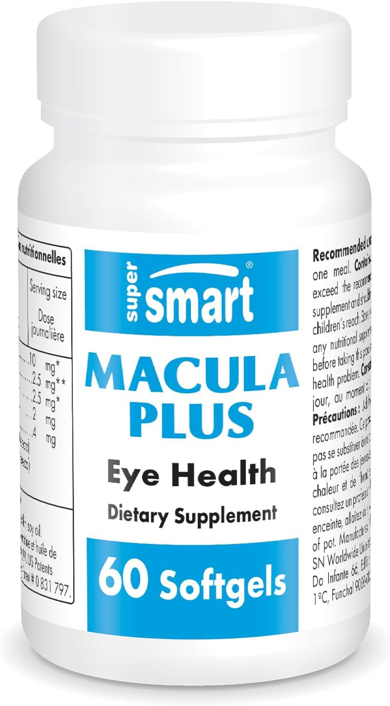 Supersmart - Macula Plus (High Potency Complex) - With Lutein, Zeaxanthin, Astaxanthin, Cyanidin 3-Glucoside - Advanced Eyes Supplement | Non-Gmo & Gluten Free - 60 Softgels