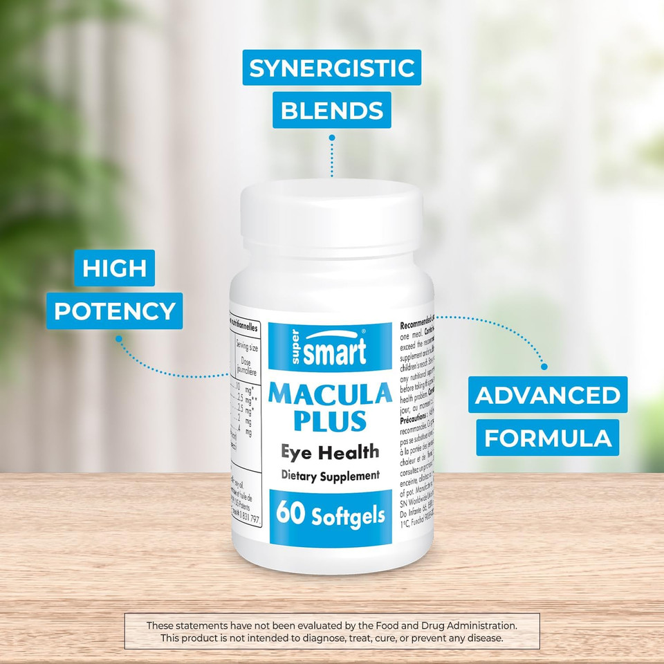 Supersmart - Macula Plus (High Potency Complex) - With Lutein, Zeaxanthin, Astaxanthin, Cyanidin 3-Glucoside - Advanced Eyes Supplement | Non-Gmo & Gluten Free - 60 Softgels